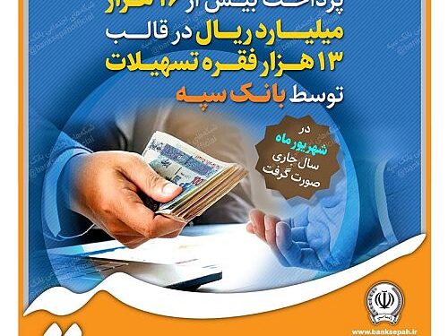 پرداخت بیش از 16 هزار میلیارد ریال تسهیلات توسط بانک سپه